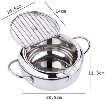 Japanse Frituren Pot Met Een Thermometer En Een Deksel 304 Roestvrij Staal Keuken Tempura Friteuse Pan 20 24 Cm B