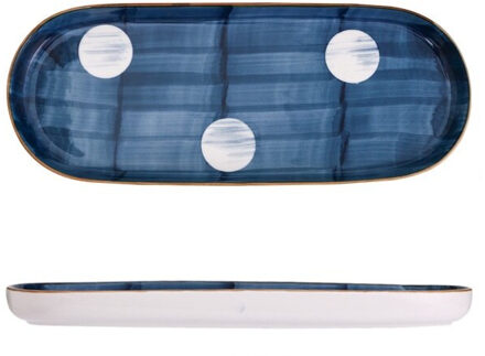 Japanse Handgeschilderde Keramische Plaat Westerse Steak Plaat Dessert Plaat Pizza Plaat Huishouden Schotel Sushi Plaat Fruitschaal ovaal maan Night