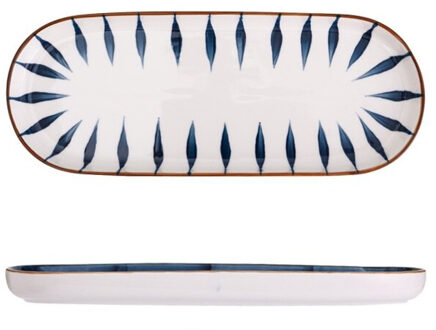 Japanse Handgeschilderde Keramische Plaat Westerse Steak Plaat Dessert Plaat Pizza Plaat Huishouden Schotel Sushi Plaat Fruitschaal ovaal orchidee