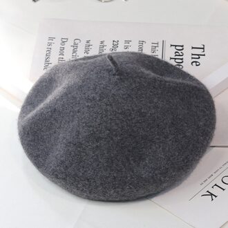 Japanse Herfst Winter Koreaanse Mode Wol Baret Vrouwen Hoed Retro Wollen Schilder Hoed Britse Art Bud Hoed Vrouwen barette Hoed Donkergrijs