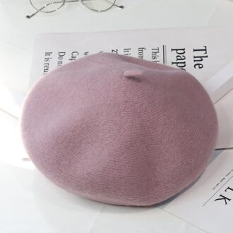 Japanse Herfst Winter Koreaanse Mode Wol Baret Vrouwen Hoed Retro Wollen Schilder Hoed Britse Art Bud Hoed Vrouwen barette Hoed lotus root roze