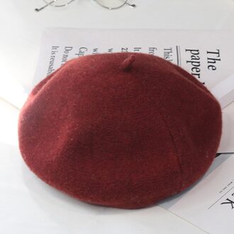 Japanse Herfst Winter Koreaanse Mode Wol Baret Vrouwen Hoed Retro Wollen Schilder Hoed Britse Art Bud Hoed Vrouwen barette Hoed Rood