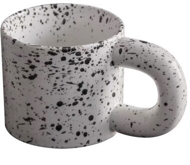 Japanse Keramische Koffiekopje Originele Water Grote Thee Grappige Mokken Espresso Grote Creatieve Ontbijt Granen Oor Handvat Cups zwart