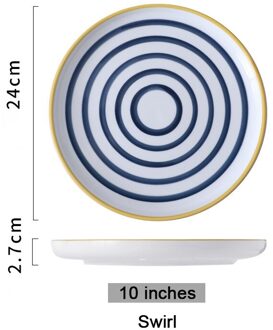 Japanse Keramische Plaat Porselein Servies Sushi Fruit Salade Dessertbord Dienblad Decoratie Kerst Plaat 10 swirl