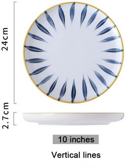Japanse Keramische Plaat Porselein Servies Sushi Fruit Salade Dessertbord Dienblad Decoratie Kerst Plaat 10 vertical lines