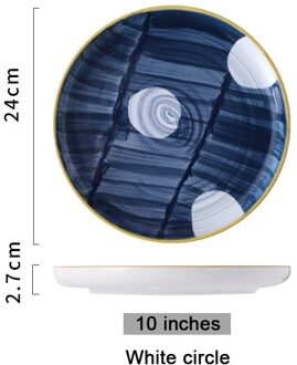Japanse Keramische Plaat Porselein Servies Sushi Fruit Salade Dessertbord Dienblad Decoratie Kerst Plaat 10 wit circle