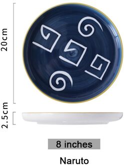 Japanse Keramische Plaat Porselein Servies Sushi Fruit Salade Dessertbord Dienblad Decoratie Kerst Plaat 8 Naruto