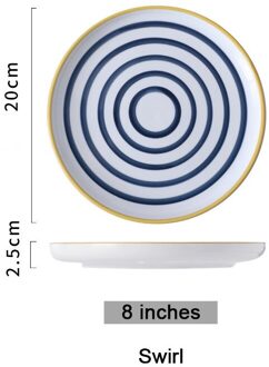 Japanse Keramische Plaat Porselein Servies Sushi Fruit Salade Dessertbord Dienblad Decoratie Kerst Plaat 8 swirl