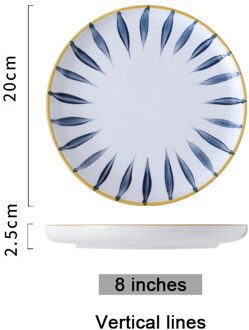 Japanse Keramische Plaat Porselein Servies Sushi Fruit Salade Dessertbord Dienblad Decoratie Kerst Plaat 8 vertical lines