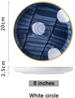 Japanse Keramische Plaat Porselein Servies Sushi Fruit Salade Dessertbord Dienblad Decoratie Kerst Plaat 8 wit circle