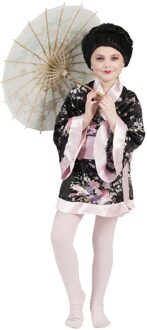 Japanse Kimono Zwart/Roze Meisje - Maat 140