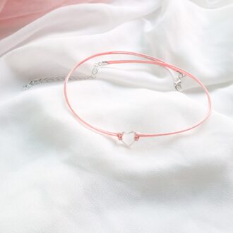 Japanse Korea Lente Roze Perzik Hart Hanger Choker Korte Sleutelbeen Kettingen Mode-sieraden Voor Meisje Leuke Sieraden roze hart