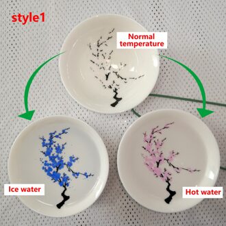 Japanse Magic Sakura Cup Koude Temperatuur Kleur Veranderende Bloem Display Sake Cup Keramische Kung Fu Thee Kopje Thee Kom cold en heet 1