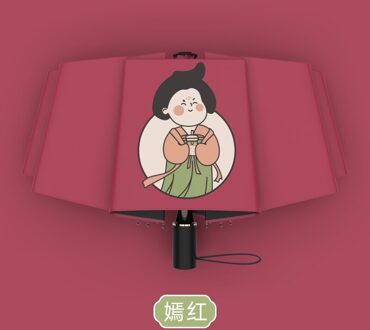 Japanse Parasol Paraplu Winddicht Vrouw Traditionele Bescherming Parasol Uv Lichtgewicht Sombrillas Zomer Paraplu AB50UB rood