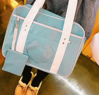 Japanse Preppy Stijl Roze Schouder Schooltassen Voor Vrouwen Meisjes Canvas Grote Capaciteit Casual Bagage Organizer Handtassen Bakken blauw