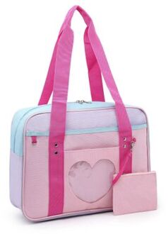 Japanse Preppy Stijl Roze Schouder Schooltassen Voor Vrouwen Meisjes Canvas Grote Capaciteit Casual Bagage Organizer Handtassen Bakken roos rood blauw