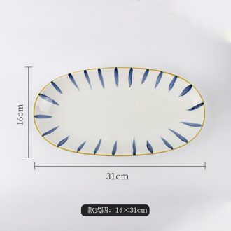 Japanse Restaurant Keramische Vis Plaat Huishouden Grote Ovale Gestoomde Vis Plaat Schotel Gegrilde Vis Plaat Gekleurde Glazuur Servies