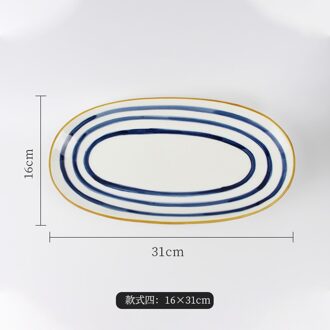 Japanse Restaurant Keramische Vis Plaat Huishouden Grote Ovale Gestoomde Vis Plaat Schotel Gegrilde Vis Plaat Gekleurde Glazuur Servies