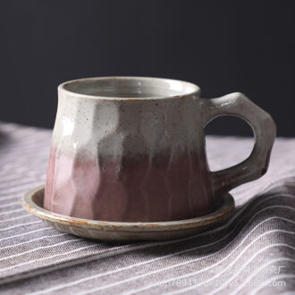 Japanse Retro Keramische Kopje Koffie En Schotel Set Creatieve Koffiekopje Afternoon Tea Kantoor Mok Steengoed Koffiekopje B