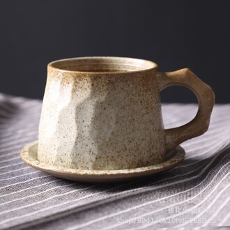Japanse Retro Keramische Kopje Koffie En Schotel Set Creatieve Koffiekopje Afternoon Tea Kantoor Mok Steengoed Koffiekopje