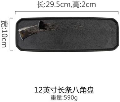 Japanse Retro Verontruste Handgeschilderde Keramische Sushi Plaat Sashimi Plaat Lange Plaat Huishouden Schotel Plaat Diner Plaat 12duim