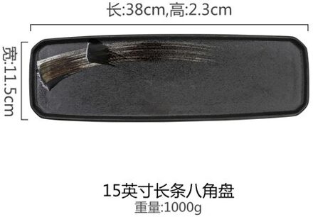 Japanse Retro Verontruste Handgeschilderde Keramische Sushi Plaat Sashimi Plaat Lange Plaat Huishouden Schotel Plaat Diner Plaat 15duim