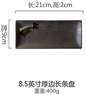 Japanse Retro Verontruste Handgeschilderde Keramische Sushi Plaat Sashimi Plaat Lange Plaat Huishouden Schotel Plaat Diner Plaat 8.5duim