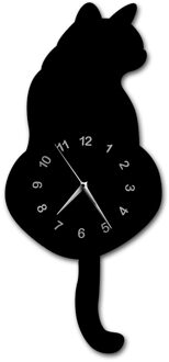 Japanse Schattige Zwarte Kat Slingeruurwerk Grappige Kat Fnny Kat Swingende Staart Wandklok Kit Kat Muur Decor Kitten Liefhebbers