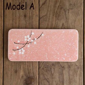 Japanse Servies Set Sushi Plaat Keramische Vlakke Lade Sushi Bar Koud Voedsel Plaat Sashimirawfish Display Lade Sakura 1Pcs model- A