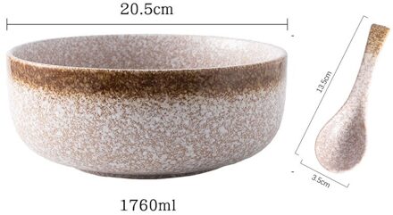 Japanse Stijl Ceramical Servies 8 Inches Larg, Porselein Keuken Soepkom Set,Ramen Servies, Fruit, salade, Rijst Kommen met lepel-004