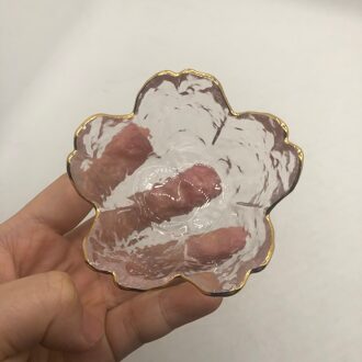 Japanse Stijl Glas Blossom Cherry Vormige Schotel Creatieve Roze Huishouden Kruiden Saus Schotel Soja Kom Servies roze met goud