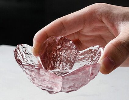 Japanse Stijl Glas Blossom Cherry Vormige Schotel Creatieve Roze Huishouden Kruiden Saus Schotel Soja Kom Servies