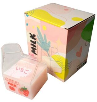 Japanse Stijl Glas Melk Cup Vierkante Melk Doos Magnetron Kan Warmte Thuis Keuken Servies Ontbijt Cup aardbei