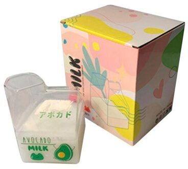Japanse Stijl Glas Melk Cup Vierkante Melk Doos Magnetron Kan Warmte Thuis Keuken Servies Ontbijt Cup avocado