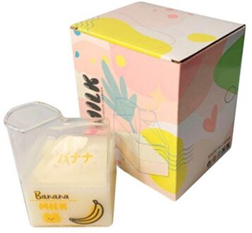 Japanse Stijl Glas Melk Cup Vierkante Melk Doos Magnetron Kan Warmte Thuis Keuken Servies Ontbijt Cup banaan