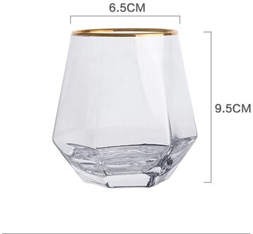 Japanse Stijl Glas Whisky Spirit Glas Rode Wijn Glas Goud Velg Diamant Glas Zes-Zijdige Huishoudelijke Transparant Glas Water cup B