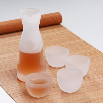 Japanse Stijl Glas Wijn Collectie Creatieve Sake Glas Fles Curling Fles Wijn Fles Wijn Fles Wijn Set Sake Set 1 Pot 4 Cups Frosted