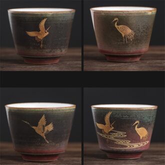 Japanse Stijl Handgemaakte Grof Aardewerk Oven Change Master Thee Cup Creatieve Keramische Handgeschilderde Kraan Theekopjes Thee Set Drinkware 4stk geen doos