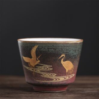 Japanse Stijl Handgemaakte Grof Aardewerk Oven Change Master Thee Cup Creatieve Keramische Handgeschilderde Kraan Theekopjes Thee Set Drinkware B