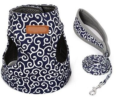 Japanse Stijl Hond Kat Harnas Vest Kraag Walking Leash Set Voor Franse Bulldog Chihuahua Pug Harnassen Pet Cat Producten blauw / S