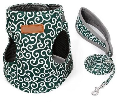 Japanse Stijl Hond Kat Harnas Vest Kraag Walking Leash Set Voor Franse Bulldog Chihuahua Pug Harnassen Pet Cat Producten groen / S