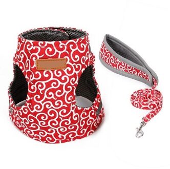 Japanse Stijl Hond Kat Harnas Vest Kraag Walking Leash Set Voor Franse Bulldog Chihuahua Pug Harnassen Pet Cat Producten rood / XS