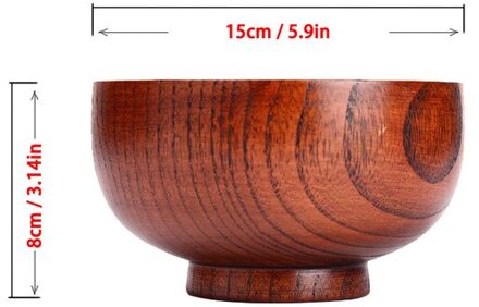 Japanse Stijl Houten Kom Natuurlijke Hout Kom Servies Voor Fruitsalade Noodle Rijst Soep Keuken Gebruiksvoorwerp Gerechten Handgemaakte Ambachten 15x8