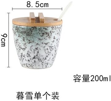 Japanse Stijl Keramische Kruiden Pot Cruet Set Peper Zout Fles Container Opslag Specerijen Spice Rack Houder Met Lepel Deksel B--1 stuk