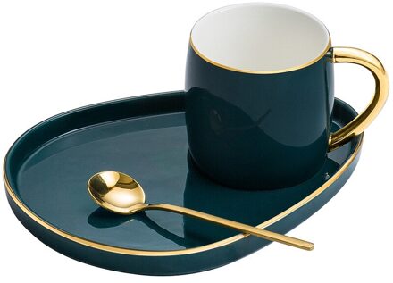 Japanse Stijl Keramische Water Cup Met Plaat En Lepel Creatieve Phnom Penh Koffie Mok Snack Schotel Set Eenvoudige Afternoon Tea cup