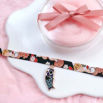 Japanse Stijl Lint Touw Pop Choker Harajuku Romantische Vrouwen Meisjes Vogel Kat Karper Hanger Korte Ketting Choker Ketting Sieraden F