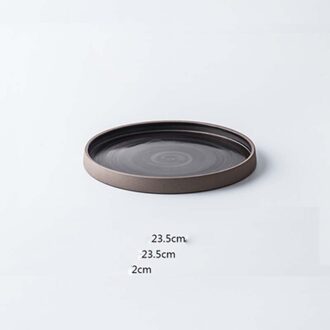 Japanse Stijl Retro Eenvoudige Rechte Dubbelzijdige Westerse Plaat Steengoed Platte Bodem Steak Plaat Dessertbord Koreaanse Europese-Stijl C F