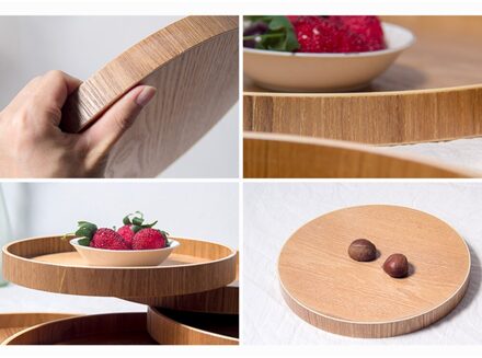 Japanse Stijl Ronde Lade Voedsel Serveren Plaat Hout Snack Deseert Plaat Teaboard Voor Thuis (21Cm) 33cm