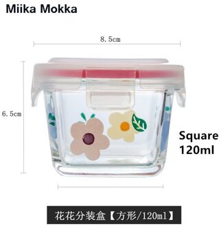 Japanse Stijl Transparant Glas Salade Kommen Met Deksels Container Dispenser Cake Fruitschaal Dessert Snack Kom Keuken Organizer C roze bloem plein