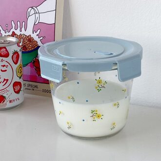 Japanse Stijl Transparant Glas Salade Kommen Met Deksels Container Dispenser Cake Fruitschaal Dessert Snack Kom Keuken Organizer E blauw